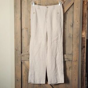 Eddie Bauer Blakely Linen Wide Leg Pant Size 8 Tall Beige